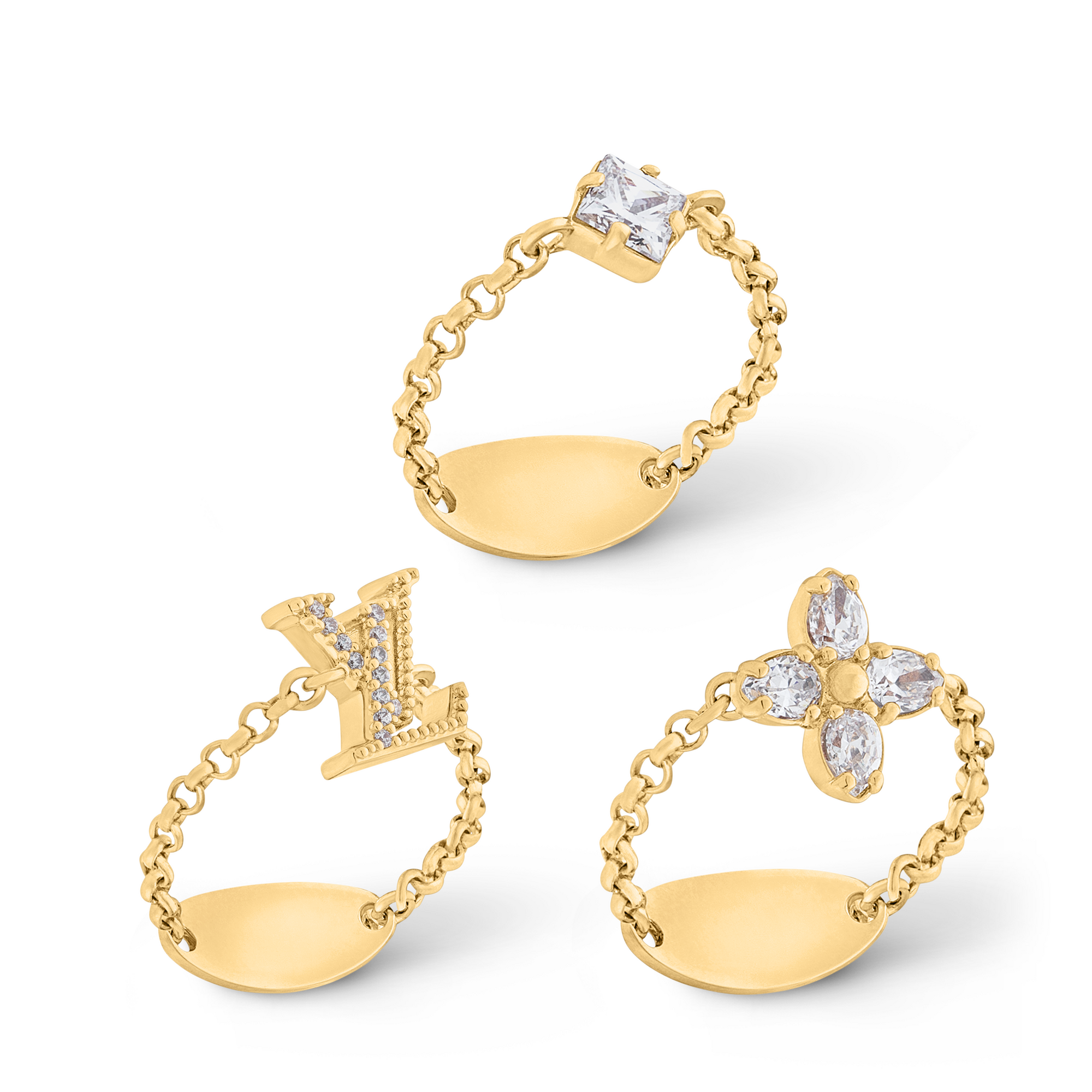 Lady LV Ring Set . - Luxury Fashion Jewellery - M1604M Gold